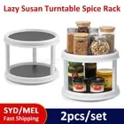 2X Lazy Susan Turntable 2 Tier Spice Rack Kitchen Storage Organiser Tray 25CM