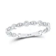 14k White Gold Round Diamond Classic Stackable Band Ring 1/6 Cttw