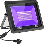 CREATESTAR 100W UV LED Black Lights, 395-400nm High Power UV Blacklight Spotlight Flood Light, IP65 Waterproof, Glow in The Dark, for Fluorescent Poster Stage Body Paint Party Halloween Decorations