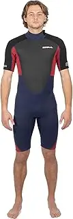 Gul Mens Response 3/2mm Flatlock Back Zip Shorty Wetsuit - Navy Red - Easy Stretch