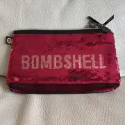 Victorias Secret Zip Pouch Bombshell All Over Sequins Hot Pink Rare Cosmetic Bag