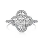 ANYCO Ring 18K Silver Plated Four Leaf Clover Ring For Women 925 Silver Jewelry Cz Cubic Zirconia Diamond Rings