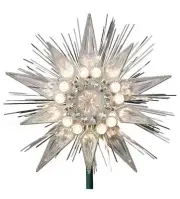 G.E Silver Jewel Star Christmas Tree Topper 21 Clear Lights 9 Inch New In Box