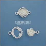 Solid Sterling Silver Floral Rose Toggle Clasp Connector 11mm x 16mm #33209