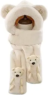[RYZGOJV] Kids Winter Hat Gloves Scarf Set, Unisex Kids Toddler Children Hat with Neck Warmer Gloves Cute Bear-Beige, Beige