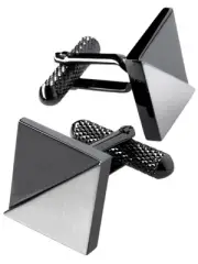 [Tabarat] Cufflinks Men's Japanese Brass Geometric Cufflinks Black Silver