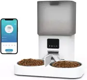 Automatic Cat Feeder for 2 Cats, 6L Dry Food Dual Auto Cat Feeder with APP Contr
