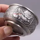 Solid Fine Silver S999 Tea Cup Heat Insulation Fish Pattern Chinese Small Cup