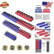Premium Magnetic Socket Organizer Set - 6-Piece SAE & Metric Tray Collection