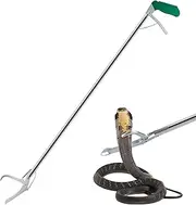 52" Extra Long Snake Tongs Reptile Grabber Catcher, Stainless Steel & Wide Jaw Pick-up Handling Tool