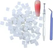 Grabbing Pen Sponge Set 100Pcs for Ombre Nails, Nail Art Design Kits for Aura Nails, Ombre Nail Brush, Manicure Nail Art Tools, Professional Nail Accessories Tweezer Silver