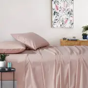Gioia Casa Vintage Washed 100% Cotton Sheet Set with 2 Pillowcases - Pink - Queen Size