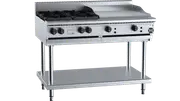B+S Black Combination Four Open Burners & 600mm Grill Plate Natural Gas