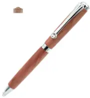 Diana Ballpoint Pen in Chrome with Swarovski Crystals in Pink Ivory Wood