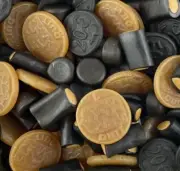 150G BULK BAG MIXED COINS EUROMX LIQUORICE BLACK & BROWN CANDY COINS HOLLAND