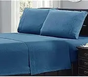 Ramesses Ultra Soft Micro Flannel Plain Sheet Set, King, Denim