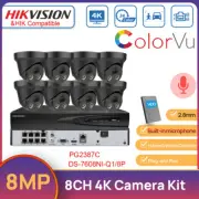 Hikvision 4K Security Camera System 8CH 4K NVR MIC 8MP Full Color POE Camera HDD