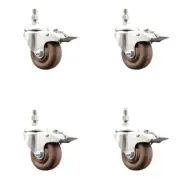 3 Inch 316SS High Temp Glass Filled Nylon 3/8 Inch Stem Caster Set Lock Brake