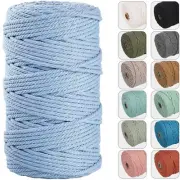 4mm 109yards Macrame Cord Baby Blue Cotton Rope for Wall Hanging Plant Hanger...