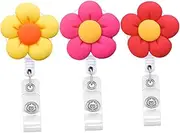 HOMSFOU 3Pcs Flower Nurse Badge Clips Retractable Id Card Holders for Students Professionals Easy Access Badge Reel with Floral Design Compact and Lightweight