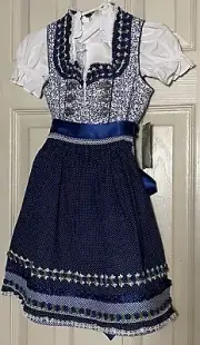 Kruger Traditional Children’s Dirndl DOMINICA blue Dress Size 92, US 2T/24m NWT
