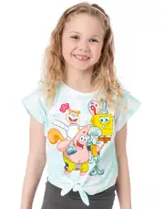 SpongeBob SquarePants Girls Short Sleeved T-Shirt Blue 7-8 Years