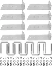 8Pcs 8" L-Type Boat Trailer Bunk Brackets Fit for 3x3 Crossmembers, Galvanized Steel Bed Frame Bracket