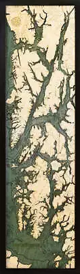 Inside Passage Wood Carved Topographic Depth Chart / Map