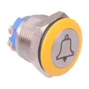 AV09C703D940KX2542-2 APEM Yellow Bell 19mm Momentary NO Push Button Switch SPST