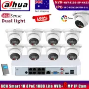 Dahua 8CH/POE NVR4108-8P-4KS3 4K Dual Light WizSense Color IP Camera Systems Lot