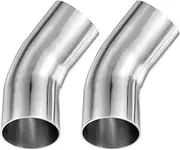 uxcell 2-Pack OD 2.5 Inch 45 Degree Mandrel Bend Elbow, Thicken 2 mm 304 Stainless Steel Exhaust Elbow Pipe for Car Modified Exhaust System, Stair Handrail Bend, Height 160 mm
