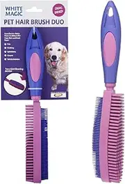 White Magic Pet Hair Brush Duo – Dual-Sided Bristles for Pet Fur, Lint & Dust Removal, Natural Rubber, Eco-Friendly, Multi-Surface Cleaner for Furniture, Clothing, Cars, & More, 27x5x5cm