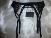 BNWT Bras N Things Night Games "Cher" Suspenders Size Small R.R.P. $39.99