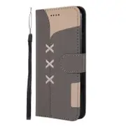 Fabric Stitching Embroidery Horizontal Flip Leather Case With Holder and Card Slots and Wallet For Iphone X(Grey)