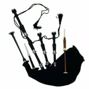 Rosewood Black Bagpipe Fitted High polished Silver Mounts Black Cover & Cord