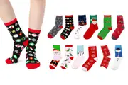 10 Pairs Christmas Long Socks Set Soft Pattern Women Men Socks for Christmas Holiday