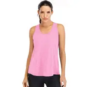 Nevenka Workout Tops For Women Loose Fit Mesh Backless Quick-drying Vest-Pink-202088