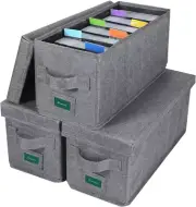 CD Storage Box with Lid Pack of 3 - CD Case Holder Organizer with Index Labels