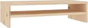 vidaXL Solid Pinewood Monitor Stand - Rustic Brown, 50x24x13cm, Convenient Storage Shelf, Reduces Neck & Back Strain with Raised Display