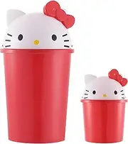 NBHUZEHUA 2.2 Gallons Cute Red Kids Trash Can with Lid Girls Bathroom Bedroom Nursery Decor Small Girl Room Waste Bin Plastic Mini Garbage Can