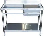 Stainless Steel Sink 120CM Right Sink with Workbench Handwash Sink Basin