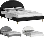 ALFORDSON Bed Frame Base Double Size with PU Leather Upholstery, Bed Platform Foundation with Headboard for Mattress Topper, Calla Black