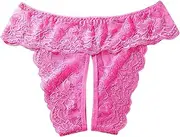 [Generic] Sexy Lace Panties for Women Plus Size Low Rise Breathable Underwear Stretch Lingerie Open Crotch Bikini Thongs Brief