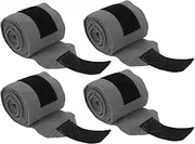 4pcs Horse Leg Wrap, Self Adhesive Warm Firm Breathable Protective Horse Leg Compression Bandage, Double Sided Fleece Horse Leg Bandages for Training Exercising (Gray)