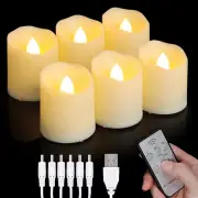 Daord Rechargeable LED Tea Lights USB Flameless Warm White Votive Candles wit...