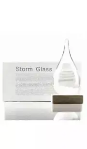 Storm Glass Barometer Crystal Drop Weather Forecaster w/ Wooden Base - Large N5