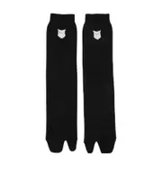 Tabi owl embroidery socks S Black