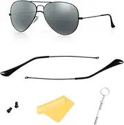 Compatible/Replacement Temple Tips Temple Arms(Ear Socks) Screws Screwdriver for Ray-Ban Aviator Series RB3025 3025 Sunglass ((Black) Temple Arms+(Black) Temple Tips)