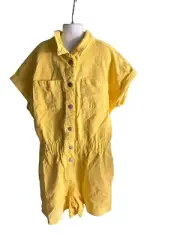 Cat & Jack Kids Girls Denim Jumpsuit Romper Yellow One Piece XL 14