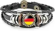 European national flag leather bracelet, Time Gem leather bracelet, Sports event fan cheer bracelet (Germany, Germany, One size, Flag color), One size, Faux Leather, no inlay